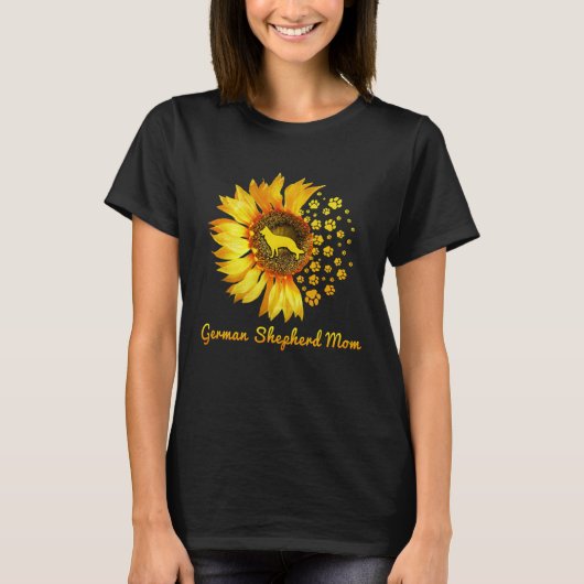 Dames zonnebloem Duitse herder Moeder hond T-shirt (Voorkant)