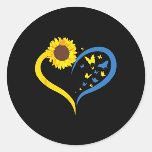 Dames zonnebloem liefde hart ik sta met Oekraïne B Ronde Sticker