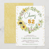 Dames Zonnebloem Verjaardag Proost op Jaren Elegan Kaart (Voorkant / Achterkant)