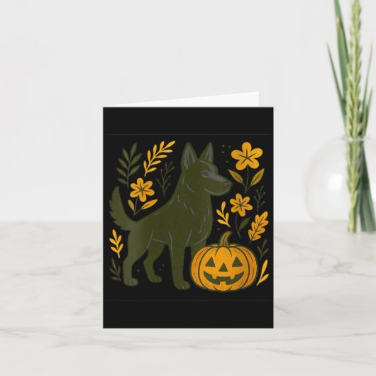 Dames Zwarte Duitse Herder Halloween Pompoen Kaart (Voorkant)