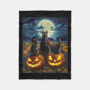 Dames Zwarte Kat Hond Kip Halloween Pompoen Fleece Deken