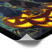 Dames Zwarte Kat Hond Kip Halloween Pompoen Poster (Hoek)