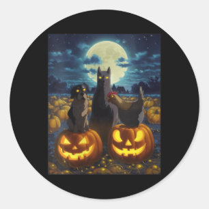 Dames Zwarte Kat Hond Kip Halloween Pompoen Ronde Sticker