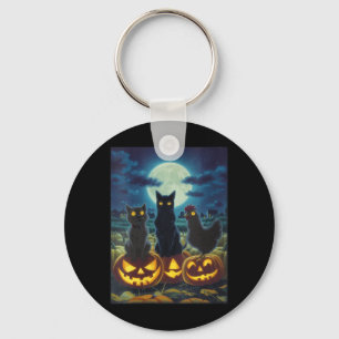 Dames Zwarte Kat Hond Kip Halloween Pompoen Sleutelhanger