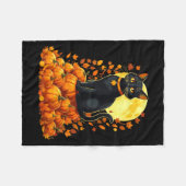 Dames Zwarte Kat Pompoen Halloween Herfst Fleece Deken (Voorkant (Horizontaal))