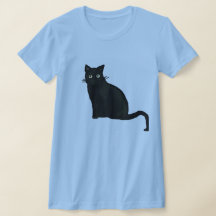 Dames Zwarte Kat V-hals T-shirt