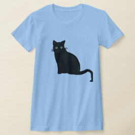 Dames Zwarte Kat V-hals T-shirt
