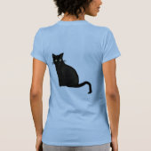 Dames Zwarte Kat V-hals T-shirt (Achterkant)