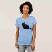 Dames Zwarte Kat V-hals T-shirt (Voorkant volledig)