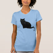 Dames Zwarte Kat V-hals T-shirt (Voorkant)