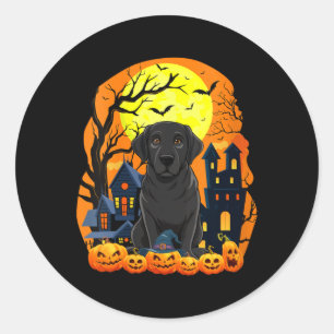 Dames Zwarte Labrador Hond Met Pompoenen Grappig Y Ronde Sticker