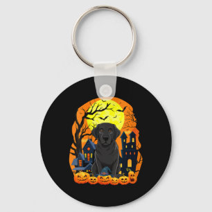 Dames Zwarte Labrador Hond Met Pompoenen Grappig Y Sleutelhanger