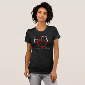 Dames zwarte T-shirt/rood en witte Logo en tekst T-shirt (Voorkant volledig)