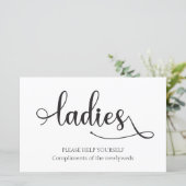 "Dames" Zwarte Wit badkamermandje Weddenschap (Staand voorkant)