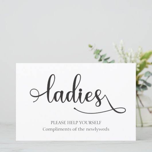 "Dames" Zwarte Wit badkamermandje Weddenschap (Staand voorkant)