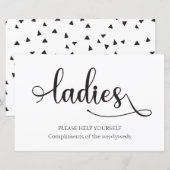 "Dames" Zwarte Wit badkamermandje Weddenschap (Voorkant / Achterkant)