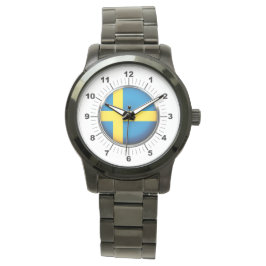 Dames Zweden Vlag Oversized Zwart Armband Horloge