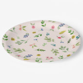 Damesachtige Roze Bloemenpatroon Feest Papieren Bo Papieren Bordje (Gekanteld)