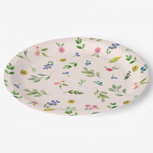 Damesachtige Roze Bloemenpatroon Feest Papieren Bo Papieren Bordje (Gekanteld)