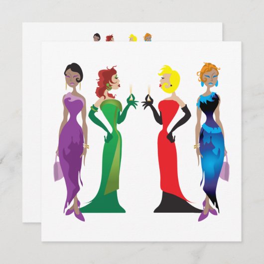 Damesavond Aangepaste Uitnodiging (Voorkant / Achterkant)