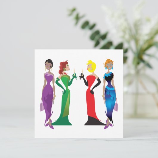 Damesavond Aangepaste Uitnodiging (Staand voorkant)