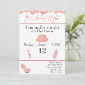 Damesavond vrijgezellenfeest uitnodiging (Staand voorkant)