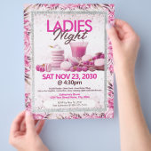 Damesavondfeest Roze Flyer Sjabloon (Hand)