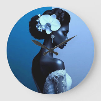Damesblauwe wandklok Alicia C Lacy Art