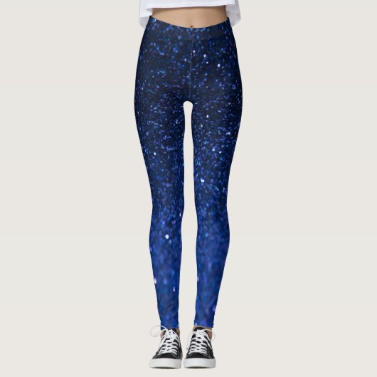 Damesbroek met Blauwe Glittereffect Leggings (Voorkant)