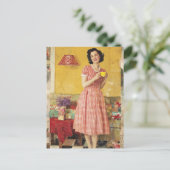 Damescollage uit de jaren 50 briefkaart (Staand voorkant)