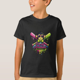 Damesfeestdieren honkbal grappige aap t-shirt