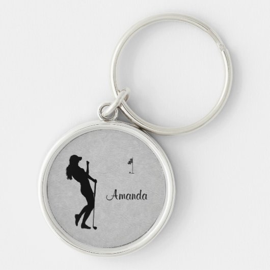 Damesgolf leerlook sleutelhanger (Voorkant)