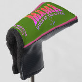 Damesgolf MAMA QUEEN OF THE GREEN Aangepaste PUTTE Golfheadcover (3/4 voorkant)