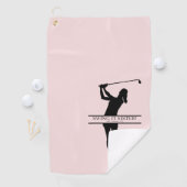 Damesgolf Silhouet Gepersonaliseerd Monogram Stad Golfhanddoek (Insitu)