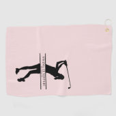 Damesgolf Silhouet Gepersonaliseerd Monogram Stad Golfhanddoek (Horizontaal)