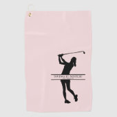 Damesgolf Silhouet Gepersonaliseerd Monogram Stad Golfhanddoek (Voorkant)