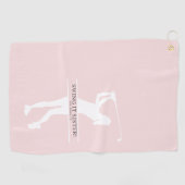 Damesgolf Silhouet Gepersonaliseerd Monogram Stad Golfhanddoek (Horizontaal)