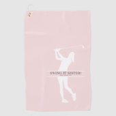 Damesgolf Silhouet Gepersonaliseerd Monogram Stad Golfhanddoek (Voorkant)