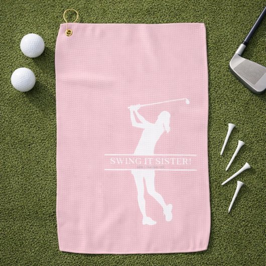 Damesgolf Silhouet Gepersonaliseerd Monogram Stad Golfhanddoek