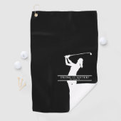 Damesgolf Silhouet Gepersonaliseerde Monogram Stad Golfhanddoek (Insitu)