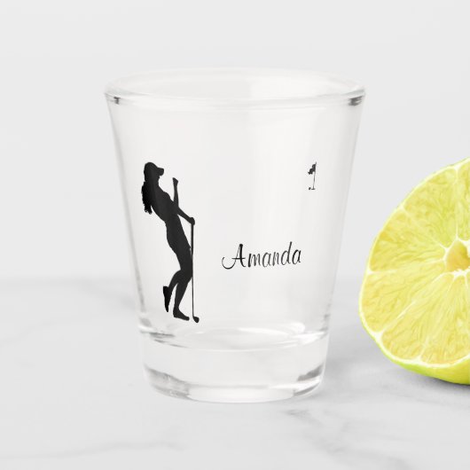 Damesgolfer persoonlijk  shot glas (Voorkant)