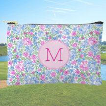 Damesgolfer Roze Blauw Preppy Aangepaste Initiaal 