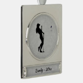Damesgolfer Verzilverd Banner Ornament (Rechts)