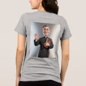 Damesgrijze Priester Tri-Blend Shirt (Achterkant)