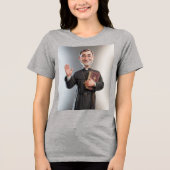 Damesgrijze Priester Tri-Blend Shirt (Voorkant)
