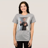 Damesgrijze Priester Tri-Blend Shirt (Voorkant volledig)