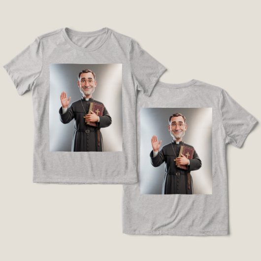 Damesgrijze Priester Tri-Blend Shirt (Ontwerp Voorkant & Achterkant)