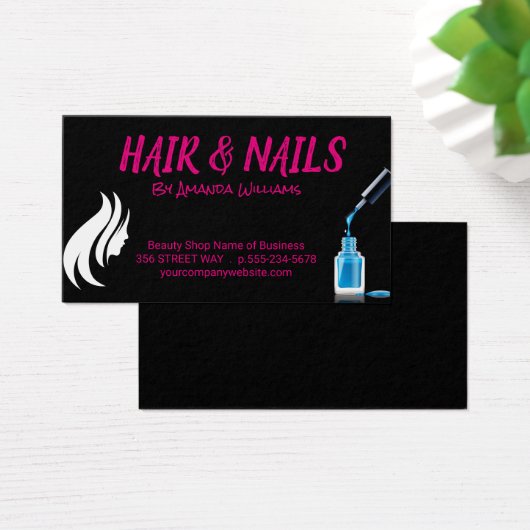 Dameshaar en nagellak visitekaartje (Bureau)