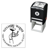 Dameshand met champagneglas retouradres  zelfinktende stempel (In situ)