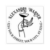 Dameshand met champagneglas retouradres  zelfinktende stempel (Design)